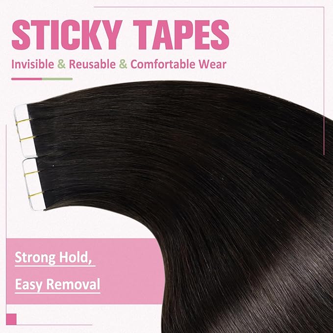 YoungSee Brown Human Hair Tape in Extensions for Women Tape on Hair Extensions Dark Brown Hair Extension Tape-in 50g 16 Inch 20pcs Extensiones Adhesivas Cabello Humano