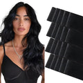 GOO GOO Invisi Edge Tape in Hair Extensions Human Hair, 1 Jet black 20pcs 24inch 50g, Virgin Remy Hair, Seamless Injected Tape, Natural Look