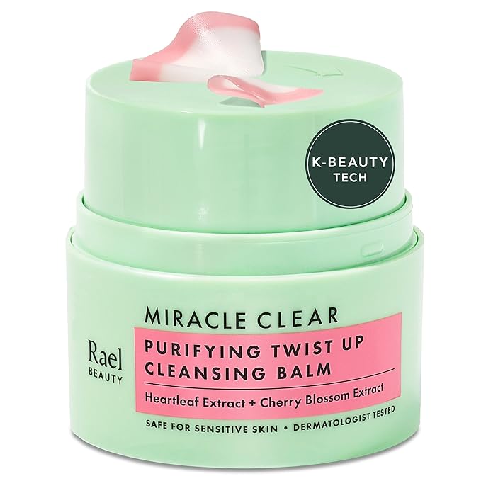 Rael Makeup Remover, Miracle Clear Cleansing Balm – Twist-Up Makeup Remover Balm with Rice Bran & Jojoba Oils, Korean Skin Care (1.69 fl oz)