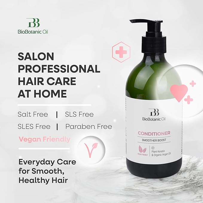 Bio Botanic Oil Range – Magic Conditioner for Straightened Hair with Plant Keratin & Organic Argan Oil, SLS-Free & Salt-Free, Deep Hydration in Just 3 Minutes, Maintains Long-Lasting Smoothness