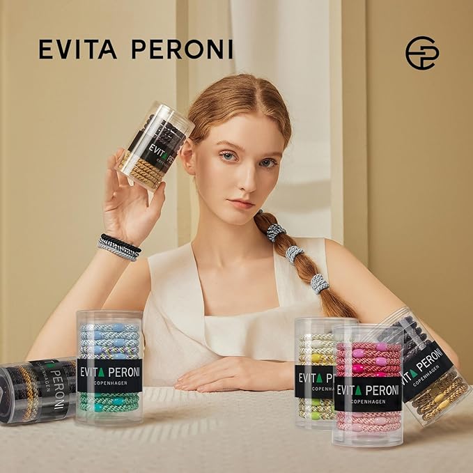 EVITA PERONI Hair Ties 12 Pcs Set, High Elastic Ponytail Holders, Hair Ties No Damage, Elastic Ties for Thick Hair Women Men, Gifts for Mother Sister Girlfriend (Light Coffee)
