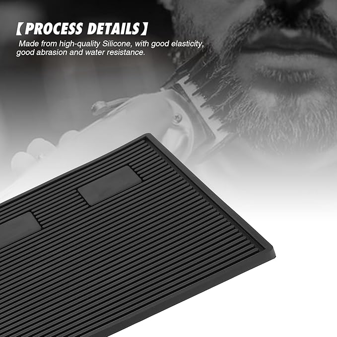 Magnetic Barber Station Mat for Clippers, Stripe Non-Slip Organizer, Professional Salon Barbershop Workstation Pads, Beauty Salon Tools(19" X 13" Black)