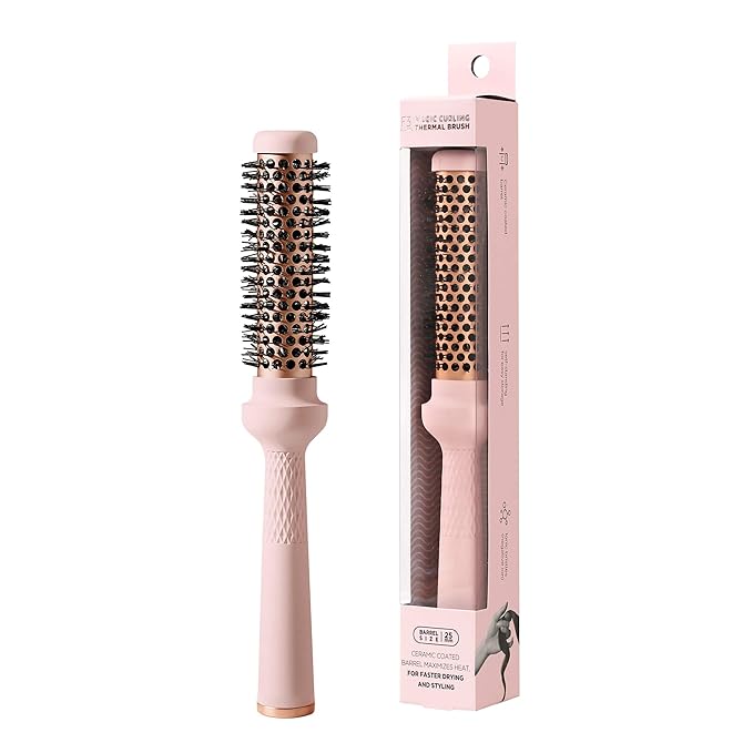 Magic Curling Round Brush (1 Inch) - Non-electronic, Self-Standing Round Brush, Great Blowout, Ceramic Coated Barrel, Quick Styling, Ionic Thermal Barrel, Volumizer, Styler