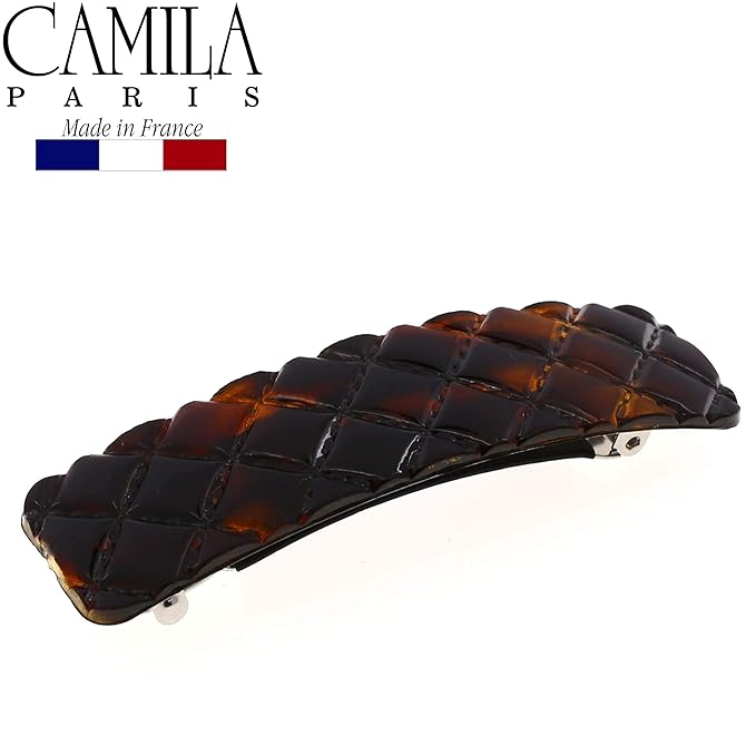 Camila Paris CP2631 French Hair Barrette Clip for Girls, Tortoise Shell, Rubberized Metal Closure Strong Hold Grip Hair Clips for Women, No Slip Durable Styling Girls Hair Accessories, Made in France