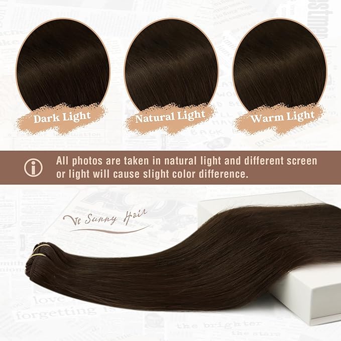 Ve Sunny Dark Brown Hair Extensions Clip ins for Women Human Hair Extensions Clip ins Real Human Hair 18Inch Thick End Clip in Hair Extensions Double Weft 120g