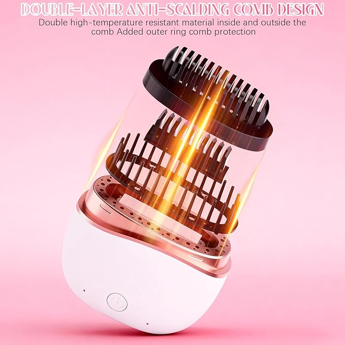 Mini Straightener,Mini Hair Straightener for Women,New Rechargeable Wireless Portable Hair Straightener Brush,Rapid-Heat with Three Temperature Controls,Heat-Resistant Shell Travel Comb (Pink)