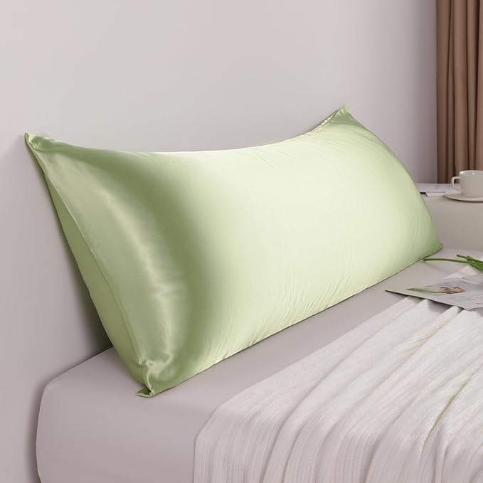 NTBAY Satin Body Pillowcase for Hair and Skin, Luxurious and Silky Pillow case with Envelope Closure, 20x54 Inches, Sage Green