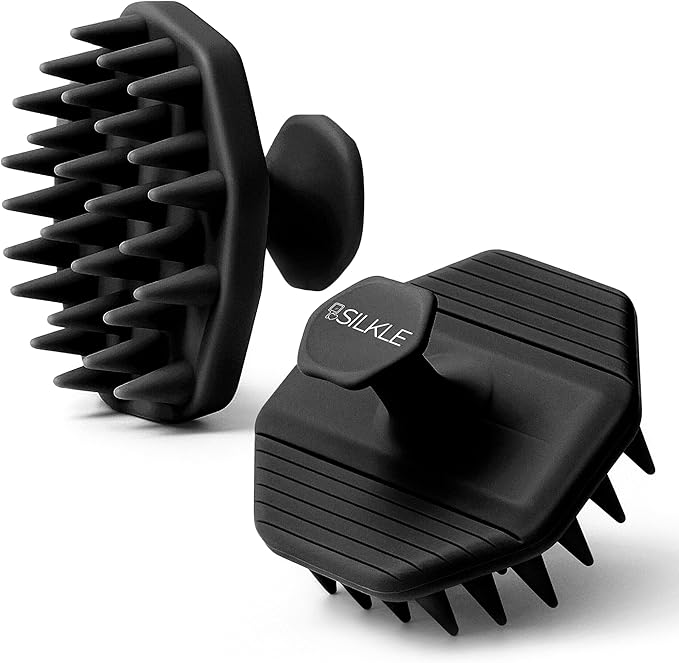 Silicone Scalp Scrubber - Massage Shampoo Brush, Soft Bristles for Hair Growth & Dandruff Removal - Ergonomic Design, Wet & Dry Use, Deep Cleansing Scalp Exfoliator for All Hair Types - Black