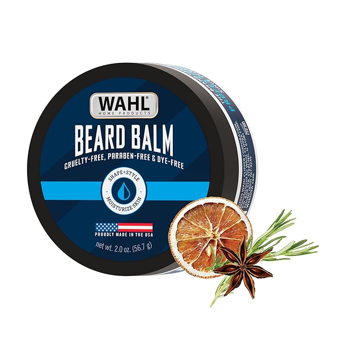 Wahl Beard Balm for Men - Shapes and Styles Facial Hair – Leave in Conditioner for a Light Hold for All-Day Control – With Shea Butter, Aloe, Mango Seed Butter & Candelilla Wax - Model 3028690