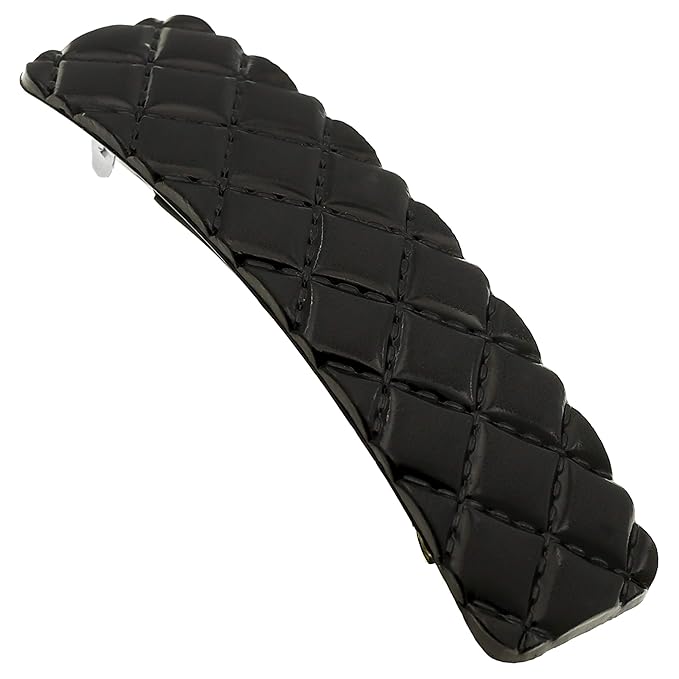 Camila Paris CP2650 French Hair Barrette Clip for Girls, Black, Rubberized Metal Closure Strong Hold Grip Hair Clips for Women, No Slip and Durable Styling Girls Hair Accessories, Made in France