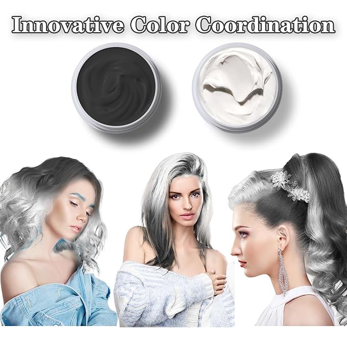 White Hair Color Wax Washable, Temporary Hair Color Dye for Kids, Natural Instant Color Wax Hairstyle Cream Hair Pomades for Women & Men Party Cosplay Halloween, Gifts for Teens