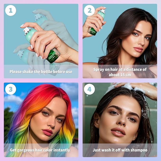 Christmas HairSpray Temporary Hair Color Spray for Women and Kids,One-Time Use Hair Spray, Washable Disposable Natural Color Hair Spray Dye for Party.Halloween, Cosplay (Green)