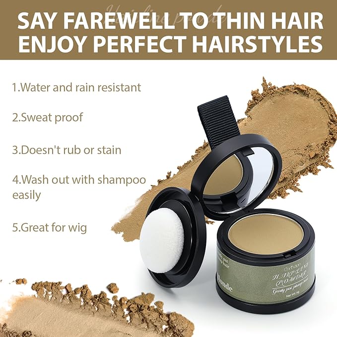 2 Pack Hairline Powder for Women and Men, Used to Root Touch Up Hair Color, Thinning and Gray Hair Coverage and Bald Spots Coverage, Blonde