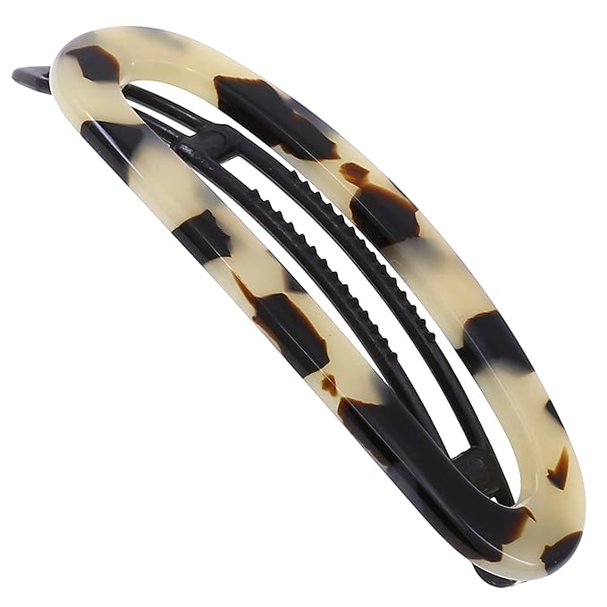Camila Paris CP3364 French Hair Barrette Clip for Women, Handmade, White Tokyo, Slide-in Metal-Free Closure, Strong Hold Grip Hair Clips for Girls, No Slip Durable Hair Accessories, Made in France