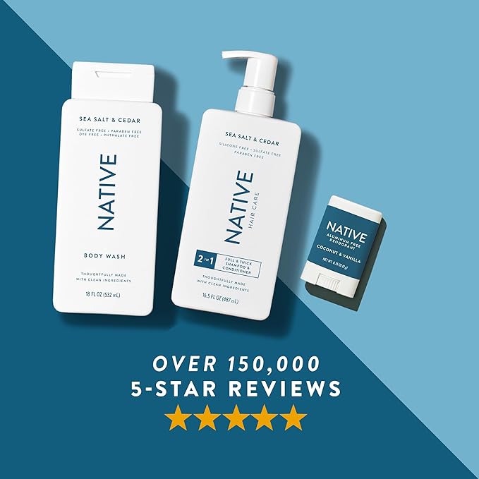 Native Deodorant | Natural Deodorant for Men, Aluminum Free with Baking Soda, Probiotics, Coconut Oil and Shea Butter | Sea Salt & Cedar