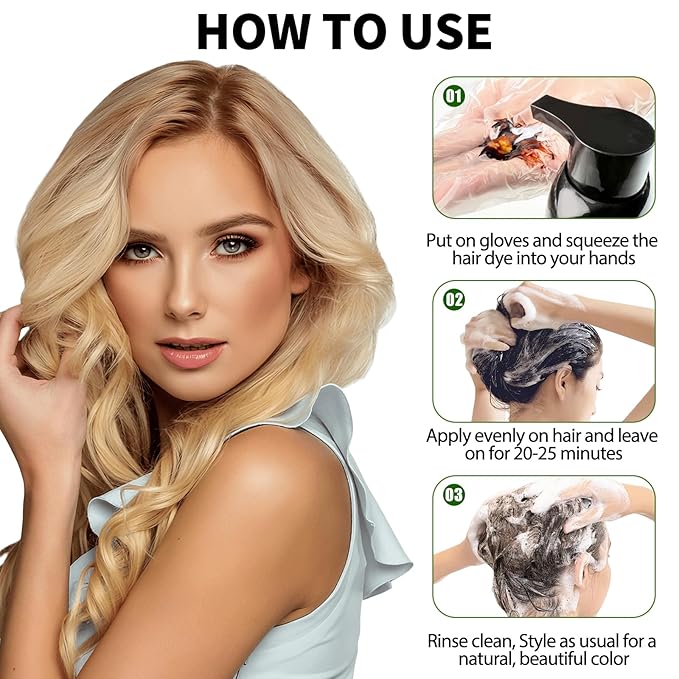 Light Blonde Hair Dye Shampoo for Gray Coverage - 3 IN 1 Hair Color Shampoo with Argan Oil & Ginseng, Ammonia & Paraben Free, Long Lasting Semi-Permanent Natural Color for Women & Men (500ml)