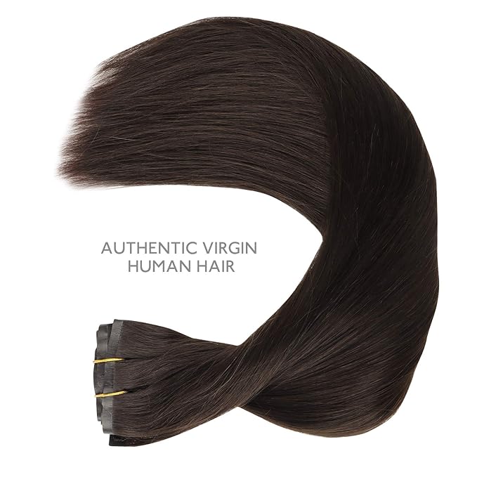 WENNALIFE Seamless Clip In Hair Extensions, 20 Inch 150g 7pcs Dark Brown Hair Extensions Clip in Human Hair Invisible PU Skin Weft Natural Remy Human Hair Extensions