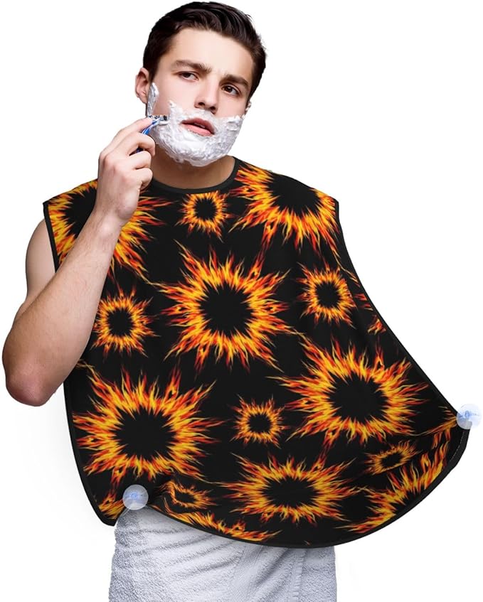 Men's Shaving Accessory Fire Flame, Waterproof Beard Apron with Hair Catcher & Suction Cups