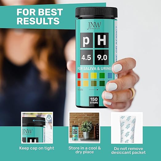 pH Test Strips for Urine and Saliva - 150 Litmus Paper pH Test Strips with Ebook, Quick & Easy pH Level Testing from 4.5-9.0, Ultimate Acidity Test Kit from JNW Direct