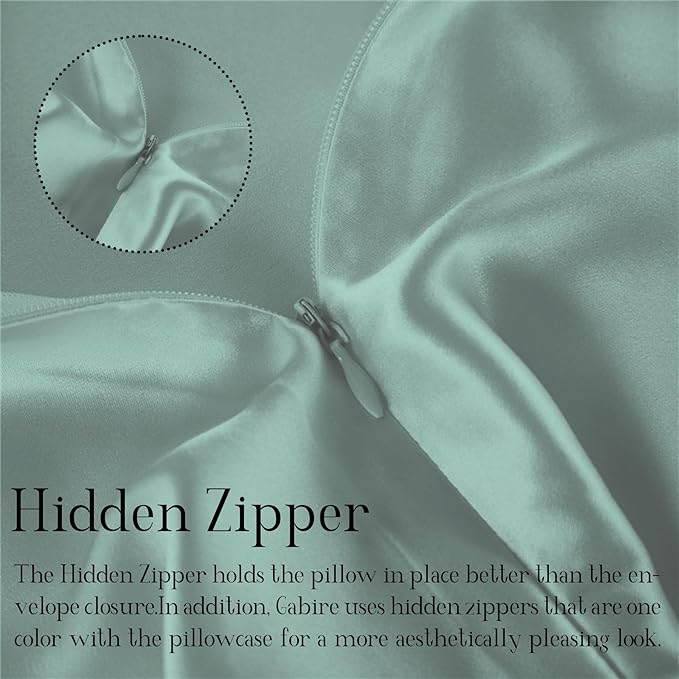 Mulberry Silk Pillow Case for Hair and Skin Prevent Acne Pillowcases Both Sides Real Silk Pillowcases Organic Silk Pillowcase with Hidden Zipper, Sage Green, Queen (20"×30")