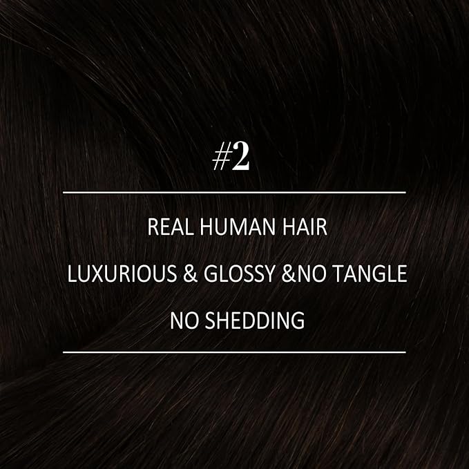 YoungSee Sew in Hair Extensions Real Human Hair Dark Brown Hair Extensions Sew in Darkest Brown Double Weft Human Hair Extensions Remy Hair 20Inch 100G