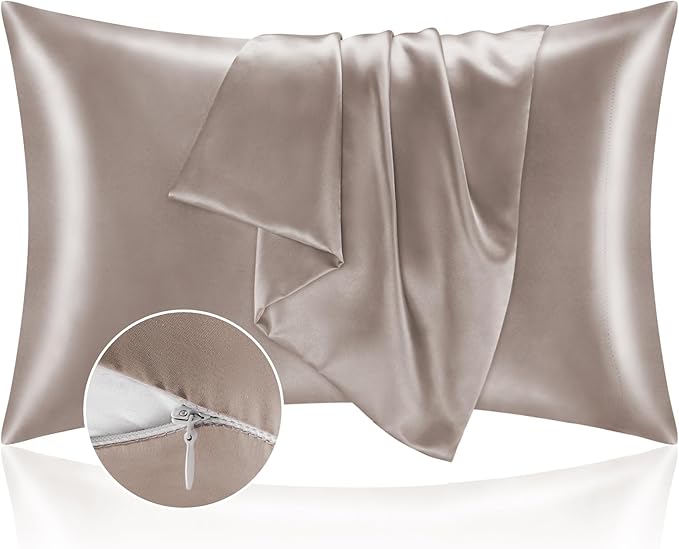 BEDELITE Satin Pillowcase with Zipper, Rose Taupe King Size Pillow Cases Set of 2, Super Soft and Cooling Similar to Silk Pillow Cases, Gift for Women Men(20x36 Inches)