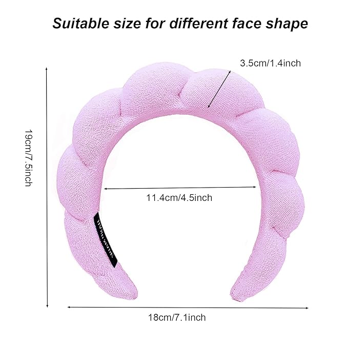 Spa Headbands for Washing Face Makeup Skin Care Headband Women Bubble Facial Beauty Headbands Puffy Shower Towel Band Hair Headband