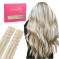 WENNALIFE Tape in Hair Extensions Human Hair Ash Blonde Highlighted Platinum Blonde Tape in Extensions, 10pcs 20g 12 inch Remy Invisible Tape Ins Straight Soft Real Human Hair Tape in Extensions