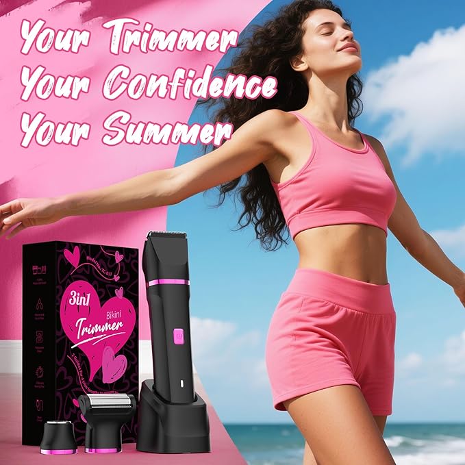 Bikini Trimmer for Women - Waterproof Wet & Dry Electric Foil Shaver for Private Area, Rechargeable Dock, Painless Smooth Shaving & Trimming of The Body, Face, Underarm, Legs, Tiktok Trend Items