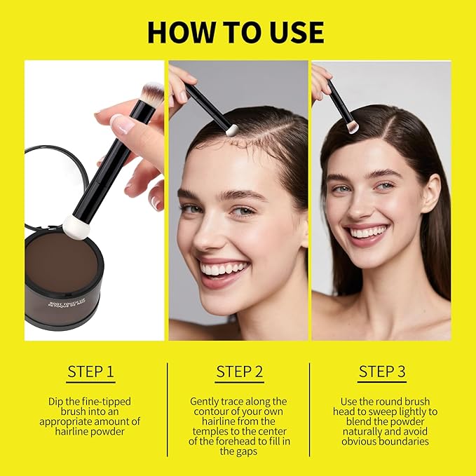 Gowwim Root Touch up Powder, Instantly Gray Hair Cover up Hairline Powder for Women & Men Waterproof and Sweatproof Root Cover Up Long-Lasting for Thinning & Loss Hair (Dark Brown2, 10G+1)