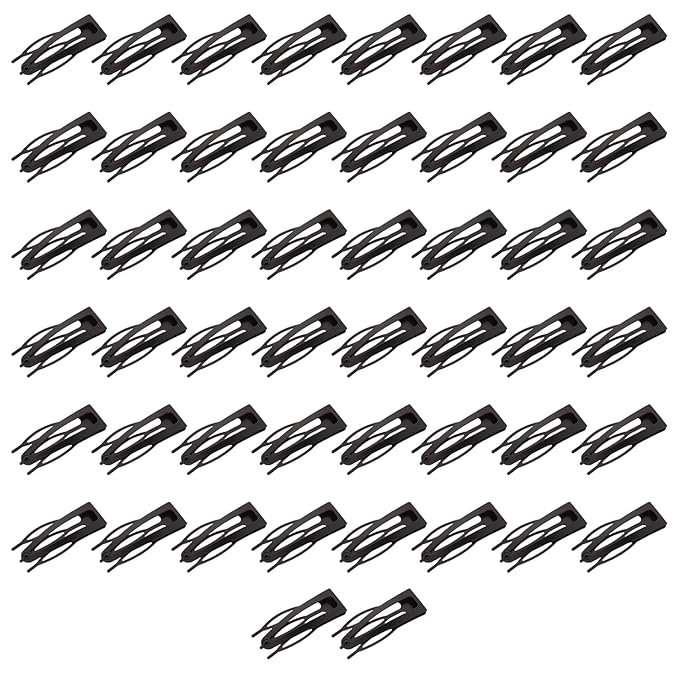 50 Pcs Double Grip Hair Clips Metal Snap Clips Women Barrettes for Hair Making, Salon Supplies(Black)
