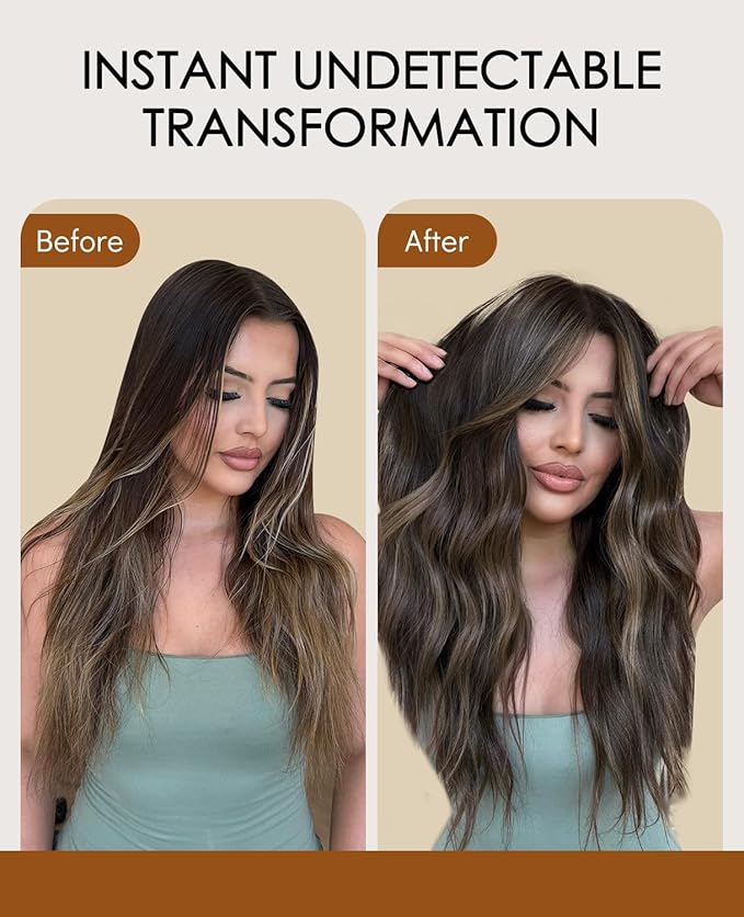 VINBAO 55g Invisi Edge Tape in Extensions Human Hair Balayage Darkest Brown to Medium Brown Ombre Injected Tape in Hair Extensions Invisible 20pcs 20inch #2/6/2