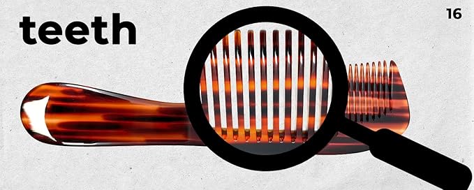 #16 Handmade Wide Tooth Rake Comb Tortoise Havana Acetate Large Handle Thick Coarse Curly Hair Detangling Parting Grooming Teasing Hair Styling Hairdresser Barber Hairdressing Wet Dry Pocket