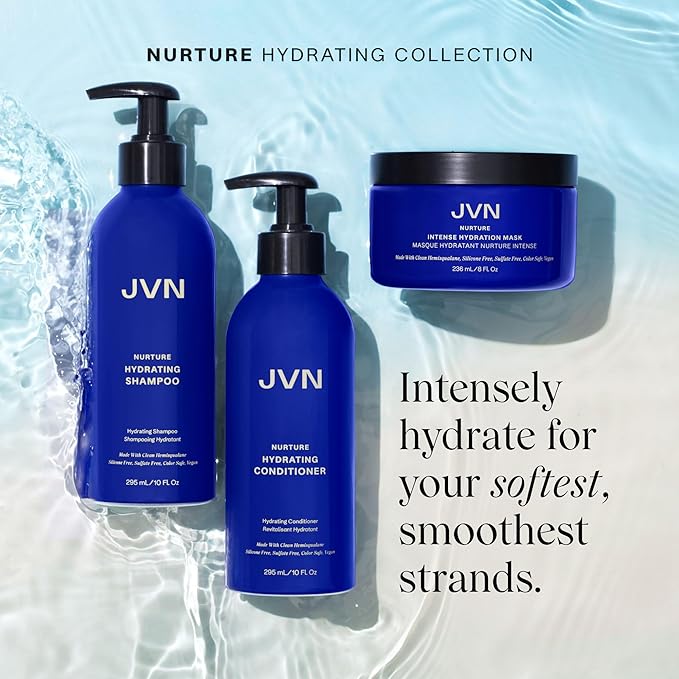 JVN Nurture Hydrating Conditioner, 10 Fl Oz, Detangles & Softens Hair, Moisture and Deeply Nourishing Conditioner, Color Safe Hair Care for Women and Men, Non-Toxic, Silicone and Paraben Free