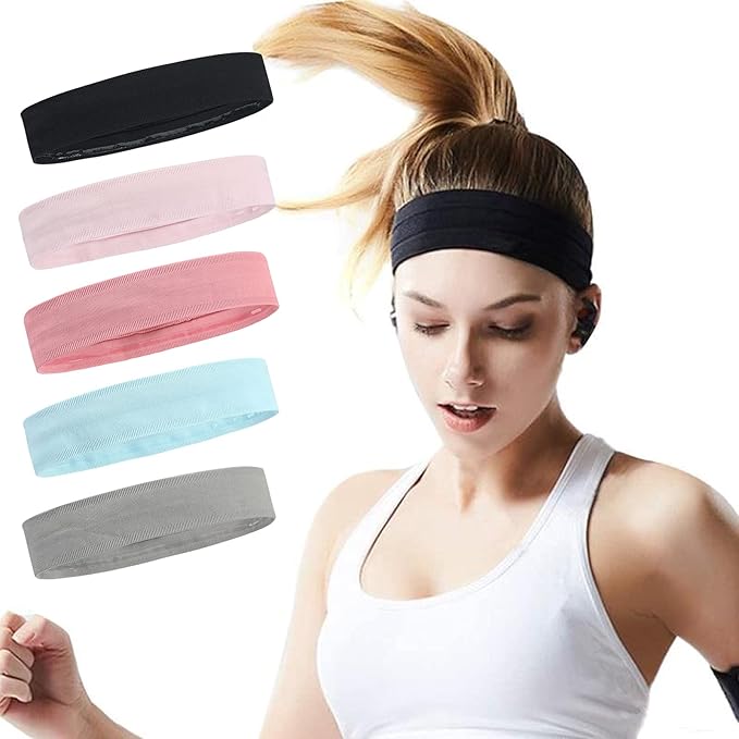 Workout Headbands Non Slip Headband Sport Headbands Sweatbands Elastic Sport Hair Bands for Sports Travel Indoor Fitness Gym
