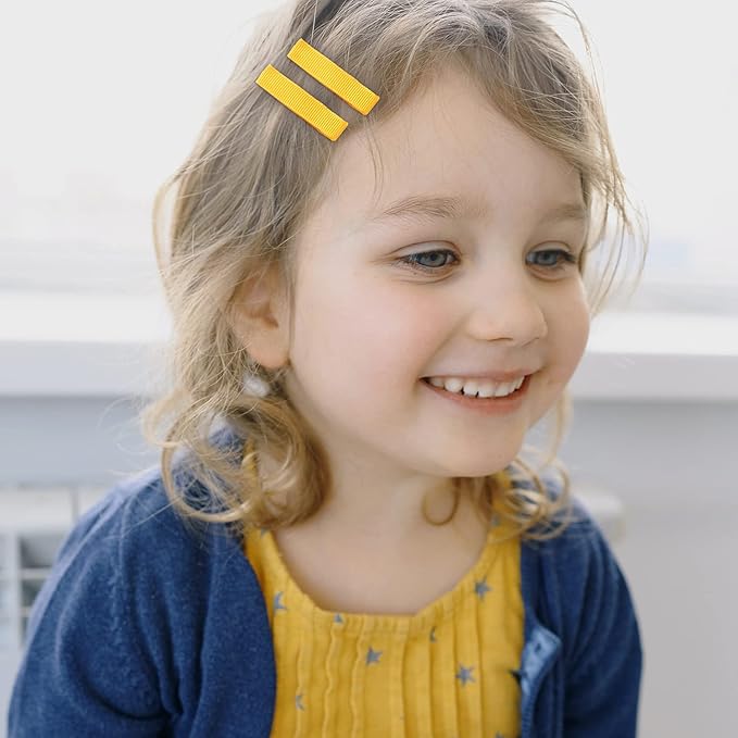 Cinaci 60 Pack/30 Pairs 5 CM 2 Inch Solid Plain Grosgrain Ribbon Cloth Fabric Covered Fully Lined DIY Metal Alligator Hair Clips Duckbill Barrettes Accessories for Baby Girls Toddlers Kids Teens