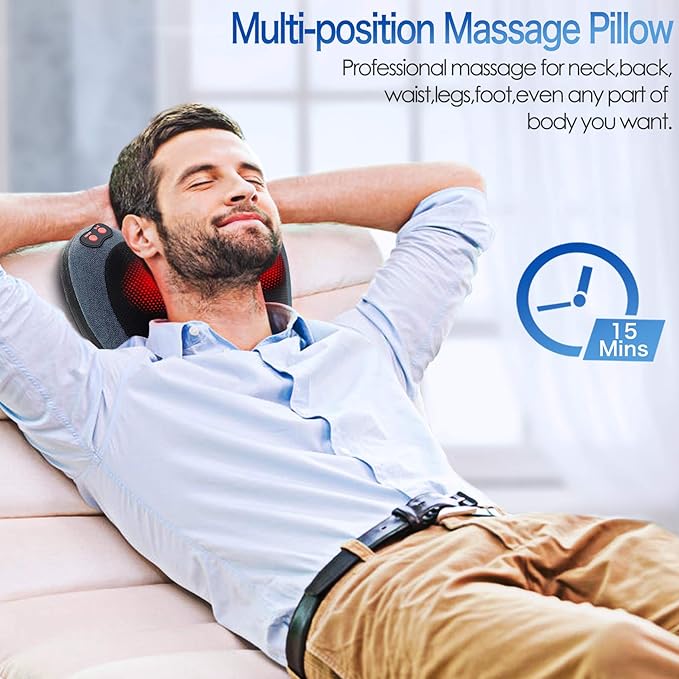 Papillon Neck Massager,Shiatsu Electric Back Massager with Heat,Neck Back Pain Relief Gifts for Mom/Dad/Women/Men,Deep Tissue Kneading Massage Pillow for Shoulder,Legs,Foot,Body Muscle Fatigue Relief
