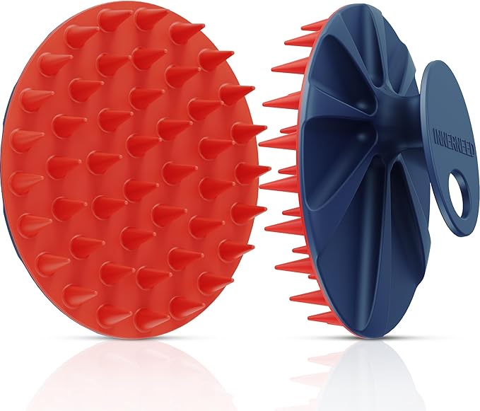 INNERNEED Magnetic Silicone Scalp Scrubber for Hair Washing – Soft Thick Bristles, Palm-Sized Shampoo Brush for Wet or Dry Scalp Massage, Improves Circulation & Scalp Health