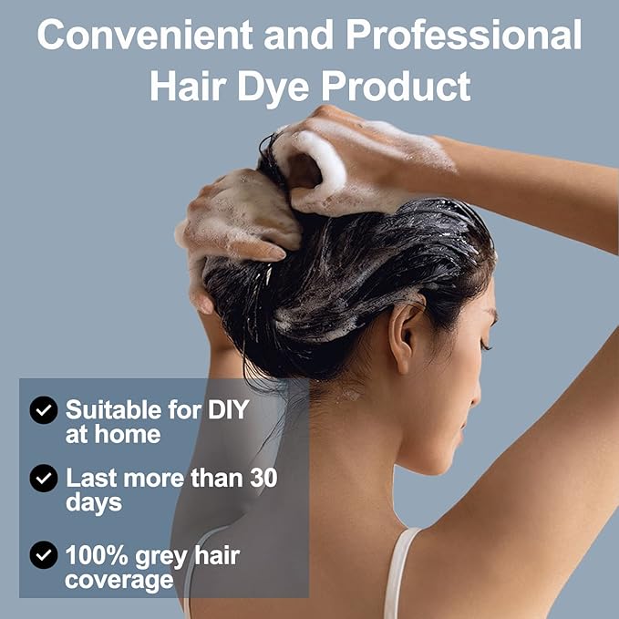 Hair Dye, Hair Dye Shampoo for Women & Men, Color Shampoo Hair Dye 16.12 Fl Oz, Safe and Natural Champu Para Canas (Dark Coffee)