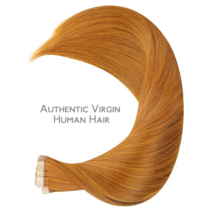 WENNALIFE Tape in Hair Extensions Human Hair, 40pcs 100g 16 inch Auburn Ginger Real Human Hair Straight Tape in Extensions Invisible Human Hair Extensions Reusable Real Hair Extensions