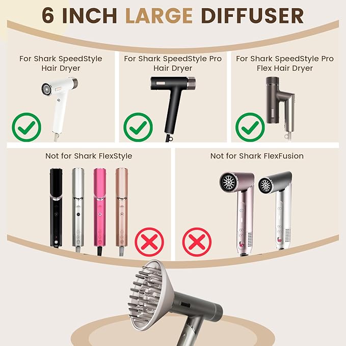 Large Diffuser Attachment for Shark SpeedStyle Hair Dryer, Upgraded Bigger Diffuser for Shark Speed Style Pro/Pro Flex, Dryer Faster and Define Curls Hair