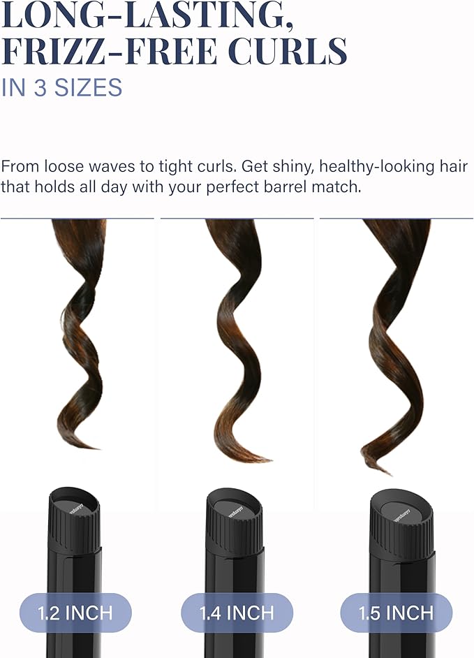 GLAMPALM Curling Iron 1 1/4" - Long Barrel Ceramic Hair Curler for Women, Korea's No.1 Salon Hot Tool, 5 Temps & 30s Heat-up, 3D Swivel Cord & Dual Voltage, Black (GP628)