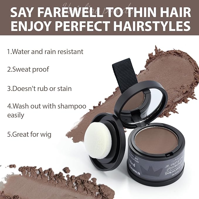 2 Pack Hairline Powder for Women and Men, Used to Root Touch Up Hair Color, Thinning and Gray Hair Coverage and Bald Spots Coverage, Soft Brown