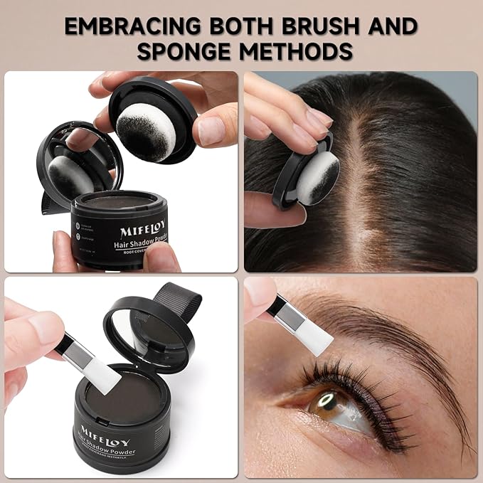 Root Touch Up Powder, Instantly Gray Hair Cover Up, Women Color Root Coverage Shadow Powder for Thinning Grey Hairline, Men Roots Concealer for Hair Loss Beard Line Eyebrow, Light Brown