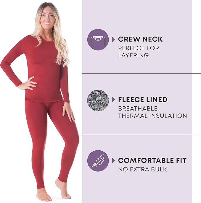 Rocky Thermal Underwear Women Long Johns Womens Thermals Top Bottom Set Fleece Lined Under Wear Clothes Base Layer Thermals