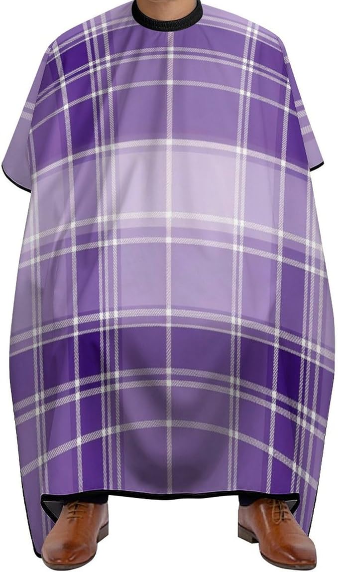 Men Women Adults Purple Tartan Plaid Scottish Pattern Salon Haircut Capes, Lightweight Hairdressing Haircut Apron for Hairdressers, Profession Barbershop Supplies