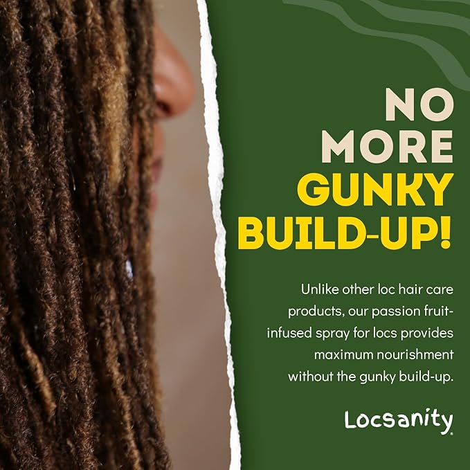 Locsanity Daily Moisturizing Spray for Dull, Dry Locs – Trial Size Passion Fruit Hair and Scalp Moisturizer for Dreadlocks, Sisterlocks, Microlocks, Braids to Control Oil and Frizz (4 fl oz)