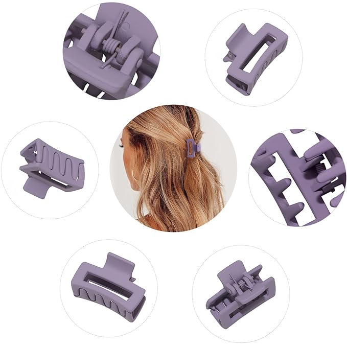 Cobinaan Hair Clips for Women Girls, Small Claw Clips for Thin/Medium Thick Hair, 1.5 Inch Mini Hair Jaw Clips, Matte Rectangle Nonslip Clip - Light color, 10 Pieces