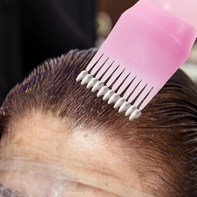 Root Comb Applicator Bottles Hair Color Bottle Applicator for Home Salon Pink Easy Squeeze Hair Dyeing and Oil Application