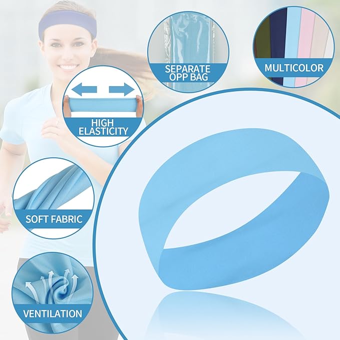 20 Pcs Headbands for Women Non Slip, Soft Milk Silk Cotton Cloth Hair Bands, Hair Accessories for Women, Workout Stretchy Head Bands for Women's Hair for Yoga Running Sports